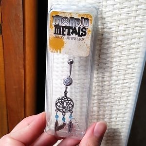 Morbid metals belly button ring dangle dream catcher, nwt